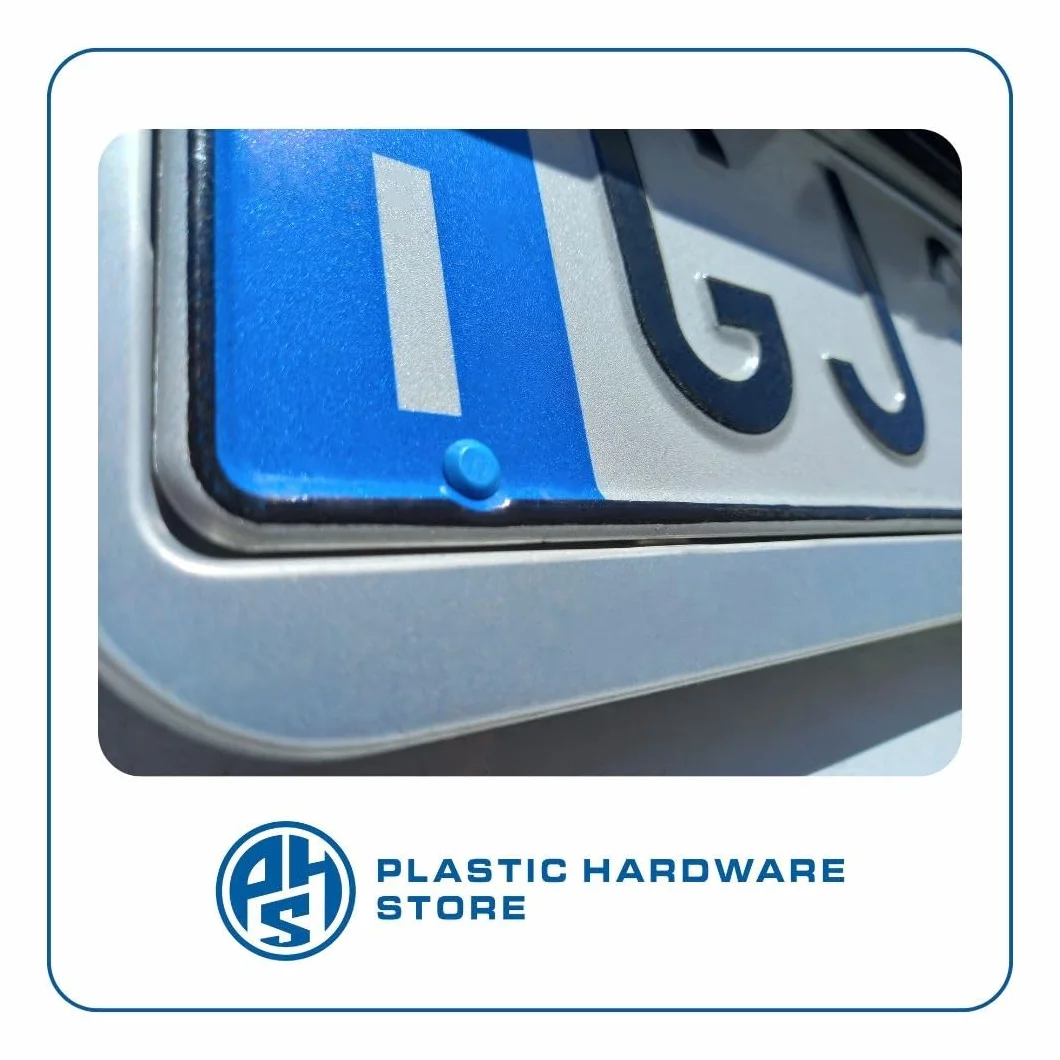 Kit Rivetti Porta Targa in Nylon (Plastica), Facili da Montare, per Fissaggi Targhe, Dimensione Standard, Auto, Moto, Furgone - Blu e Bianco - 100 pezzi - Plastic Hardware Store