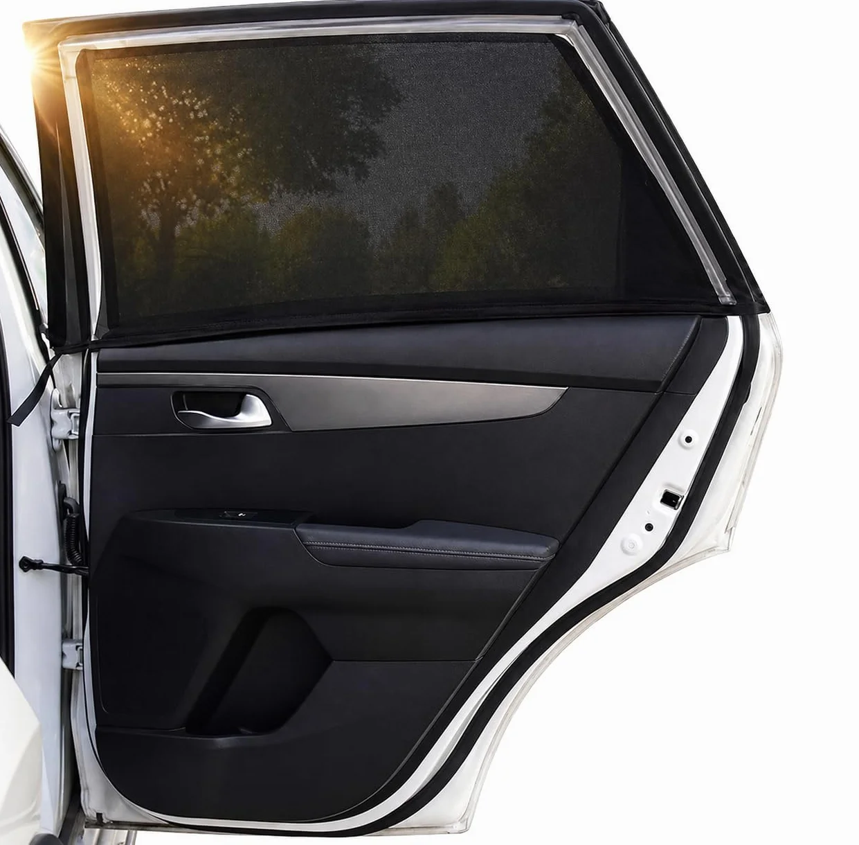 Tendine Parasole Auto Bambini, 2 Pezzi, Oscuranti Universali per Finestrini Posteriori, Protezione UV e Privacy, Senza Ventose, Autoaderenti e Traspiranti, Tendina Auto per Neonati e Bambini