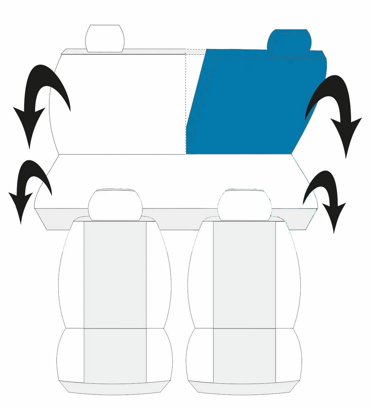 Lupex Shop Copri-sedili Auto Compatibili Panda Seconda Serie (mod.169) Versione 50e50 | Jeans Nero | Set Copri-Sedile Anteriori e Posteriori | Logo Ricamato | Airbag Compatibile | Accessori Auto