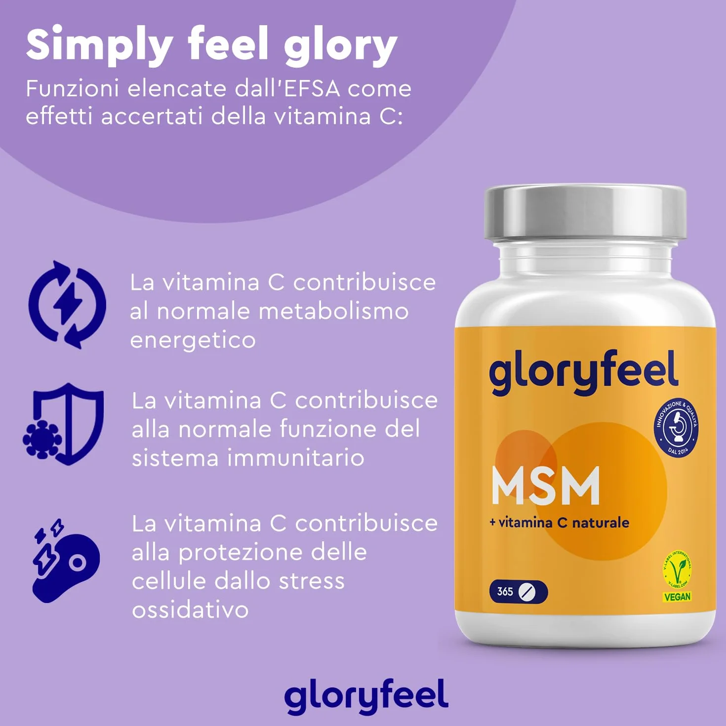 MSM 2000mg Vitamina C Acerola 365 Compresse Alto Dosaggio Metilsufonilmetano Vegano