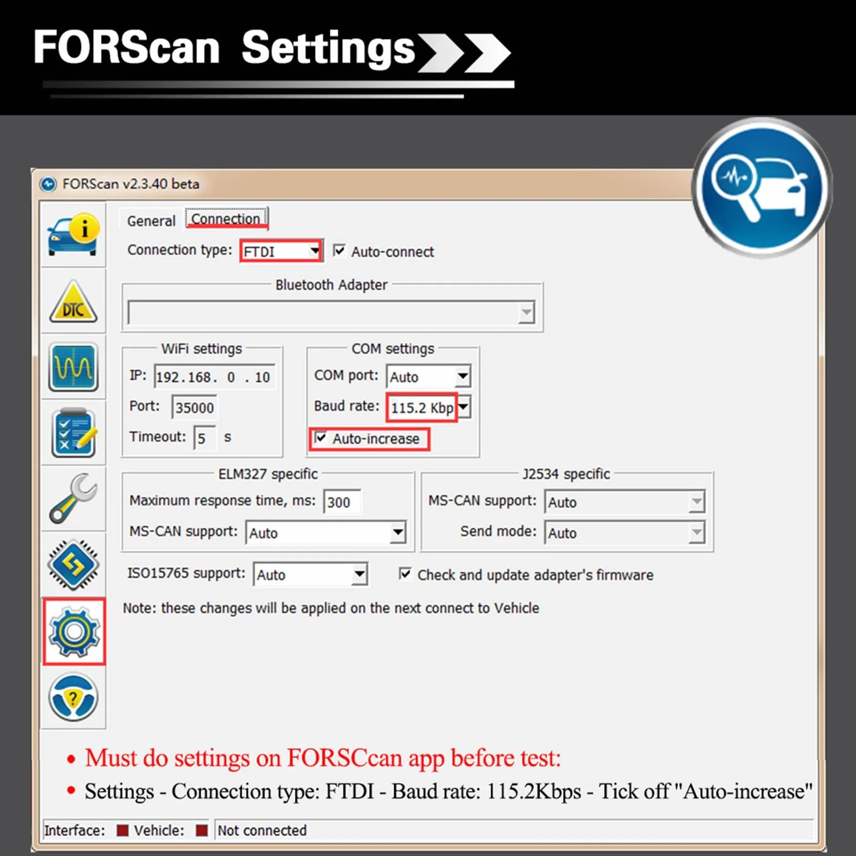 vLinker FS OBD2 USB Adattatore per FORScan HS/MS-CAN Interruttore Automatico