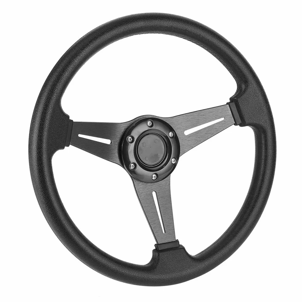 Volante Sportivo, Sostituzione del Volante Universale per Auto 350 Mm, Volante Deep Dish (Nero)