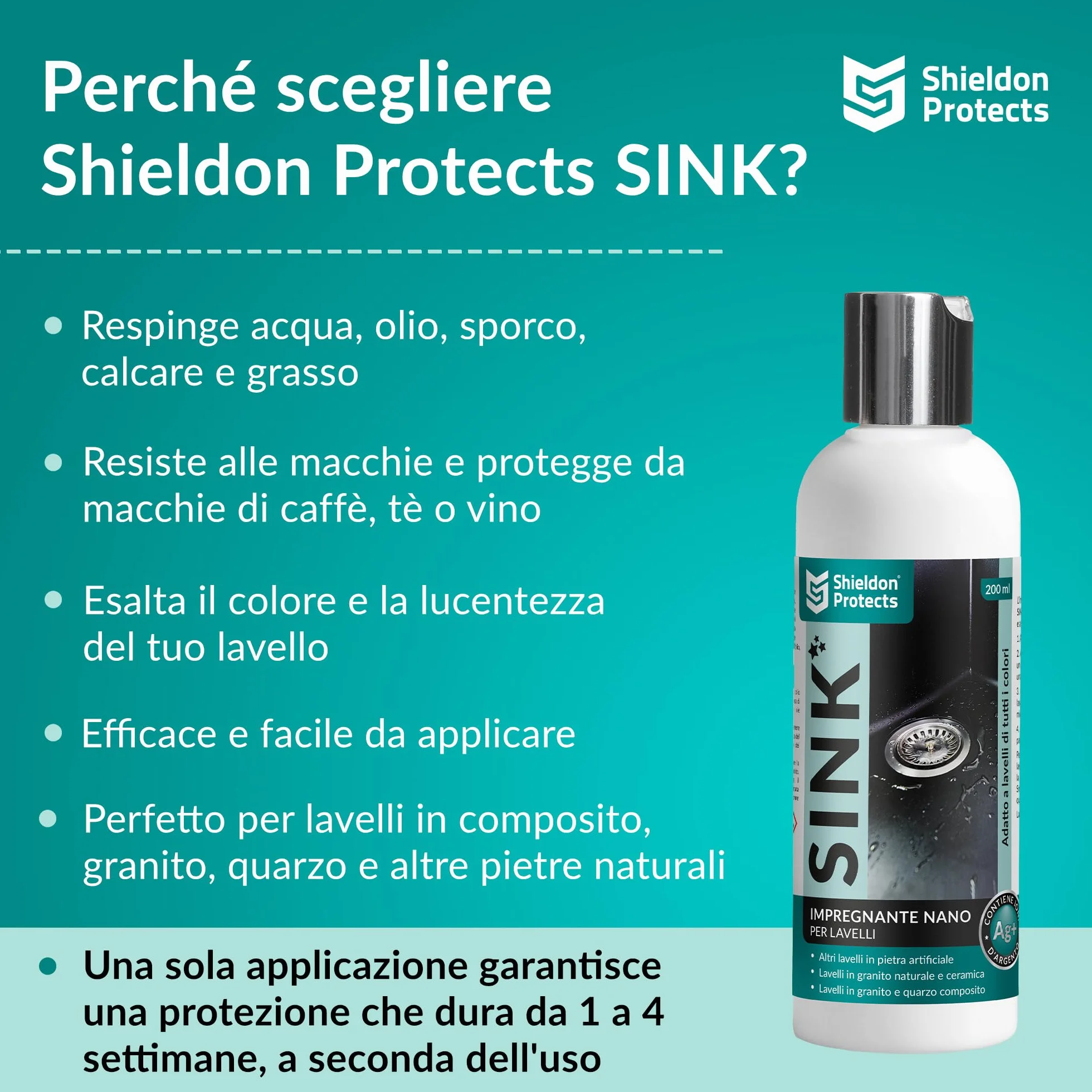 Shieldon Protects SINK Impregnante nano per lavelli in granito e composito 200 ml