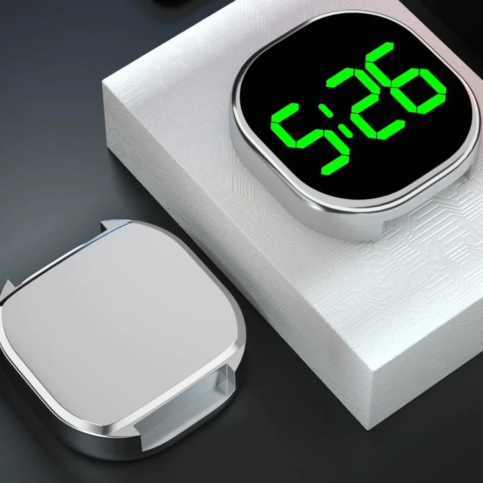 Orologio elettronico, orologio elettronico LED per veicoli, schermo LCD chiaro, utilizzato per cruscotti automobilistici e avventure all'aperto (A)