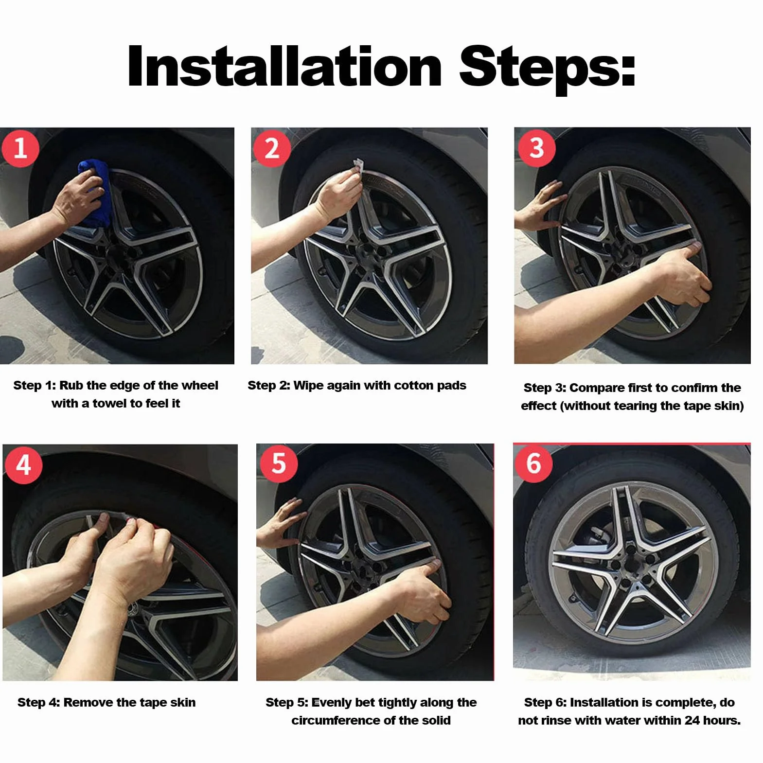 Protector Cerchione Ruote Auto Adesivo Universale in Lega 19 Pollici Protezione Completa Resistente Facile da Installare Bianco