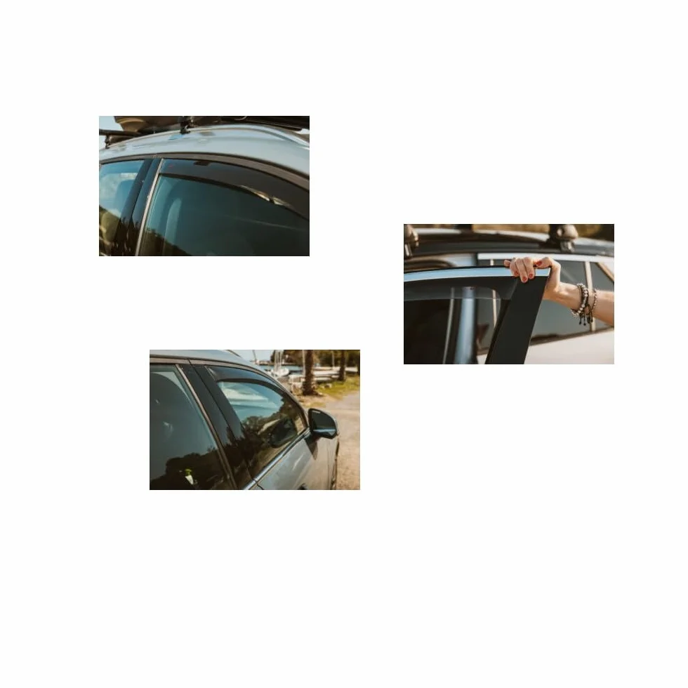 COMPATIBILE CON Fiat 500 (Escl. tetto vetro/Without glass roof) 3P dal 2007 in poi (19.300) COPPIA DEFLETTORE ANTIVENTO PER ARIA E PIOGGIA FINESTRINO VETRO ANTERIORE PER AUTO