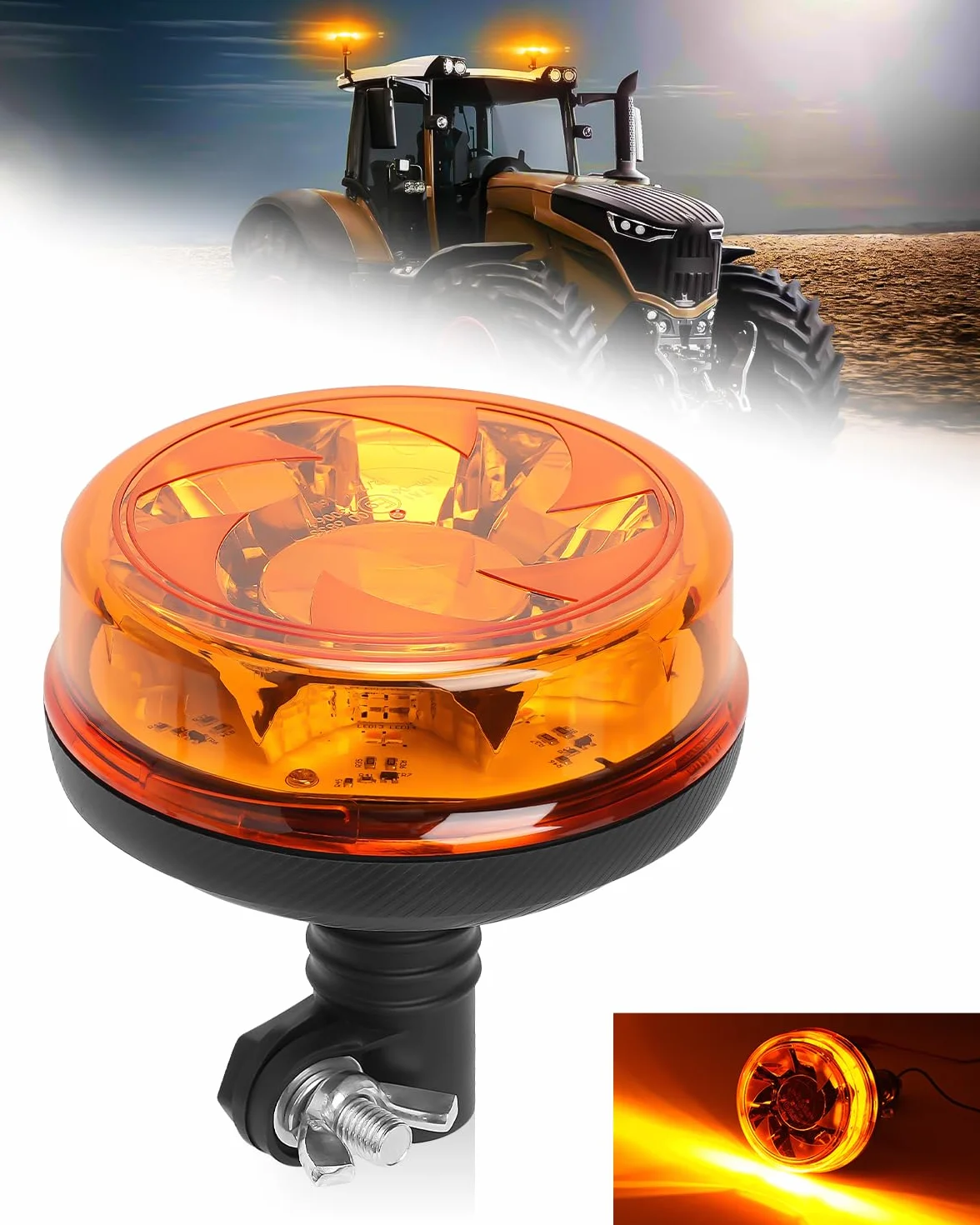 SUPAREE Lampeggiante a LED per Trattore 12V-24V IP67 Ambra 6 Modalità E9