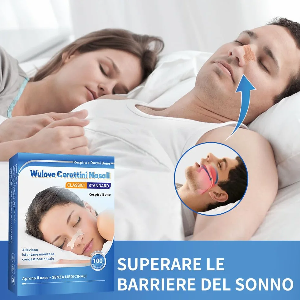Cerotti Nasali Antirussamento 100 Pezzi 66x19mm per Facilitare la Respirazione