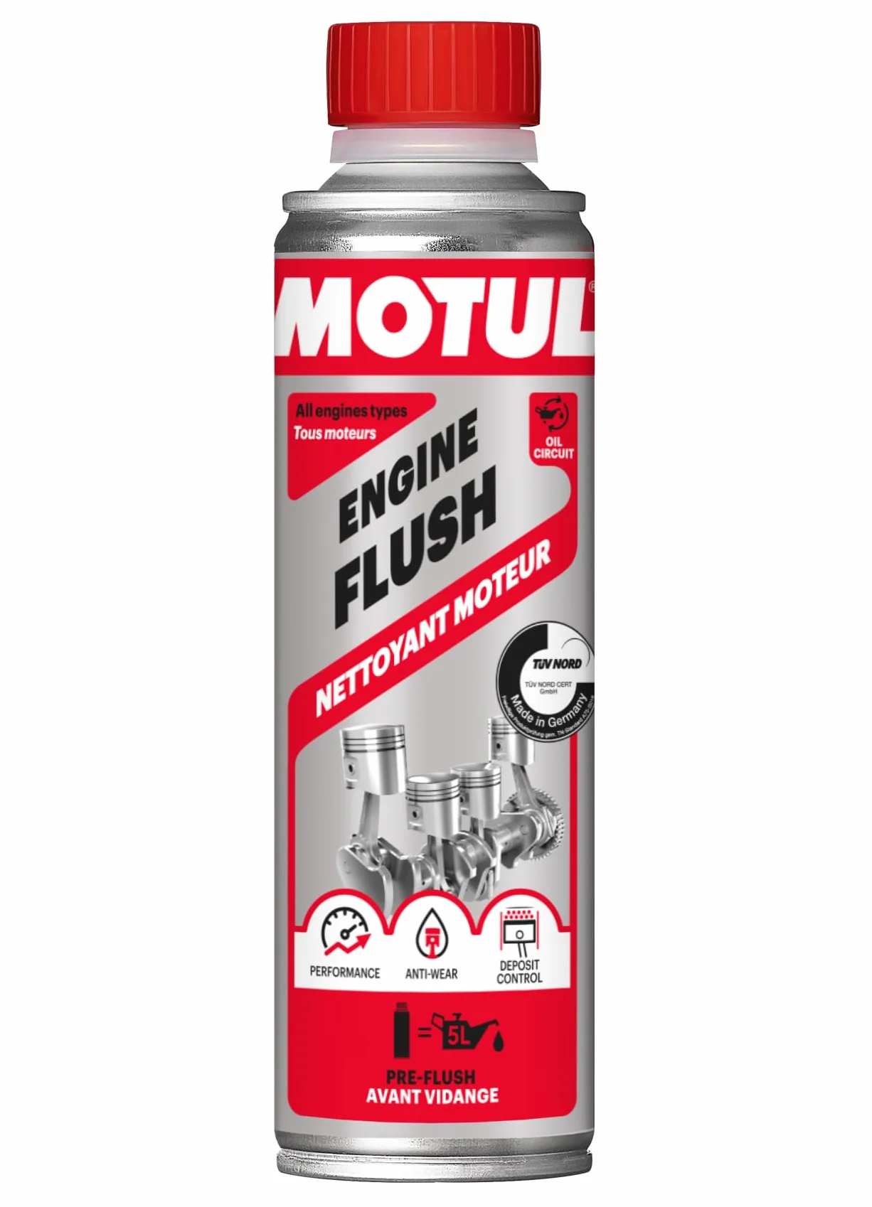 Motul - Detergente per Motori - Additivo per Motori a Benzina e Diesel - Antiusura, Prestazioni - Riduzione dei Consumi e delle Emissioni - Ideale Prima della Revisione - Engine Flush - 300 ml
