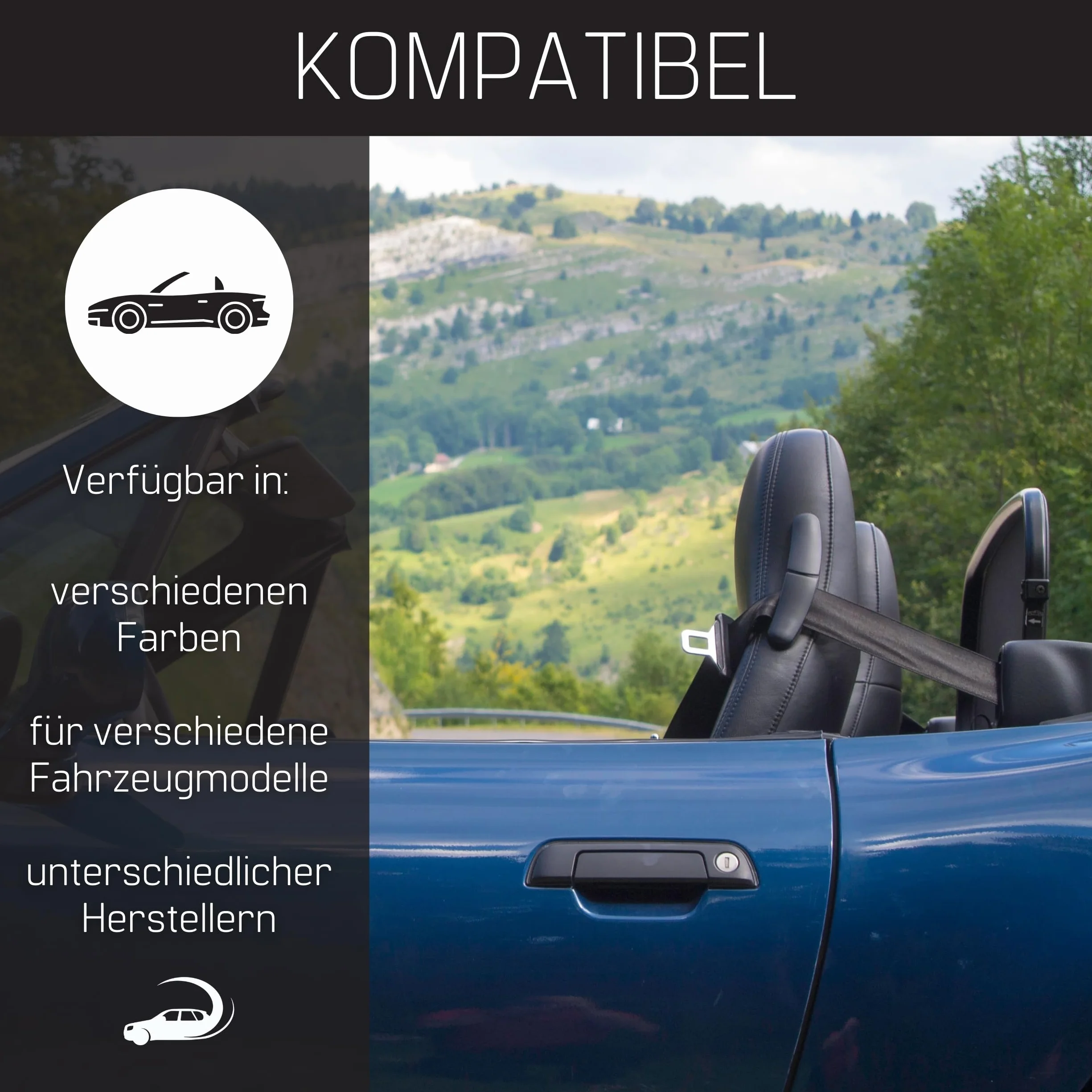Frangivento compatibile con Mercedes SL R230 anno 2001-2012 (Nero) – Frangivento universale con materiale di montaggio senza borsa
