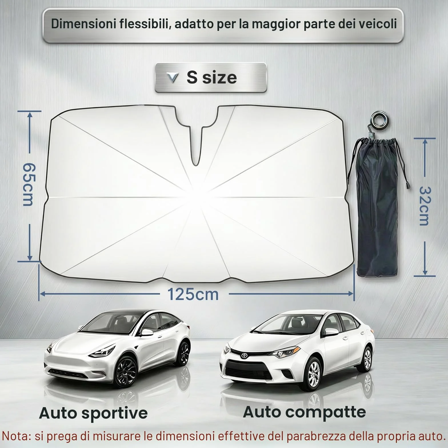 Parasole Auto Ad Ombrello per Parabrezza Interno Pieghevole Protezione UV Universale