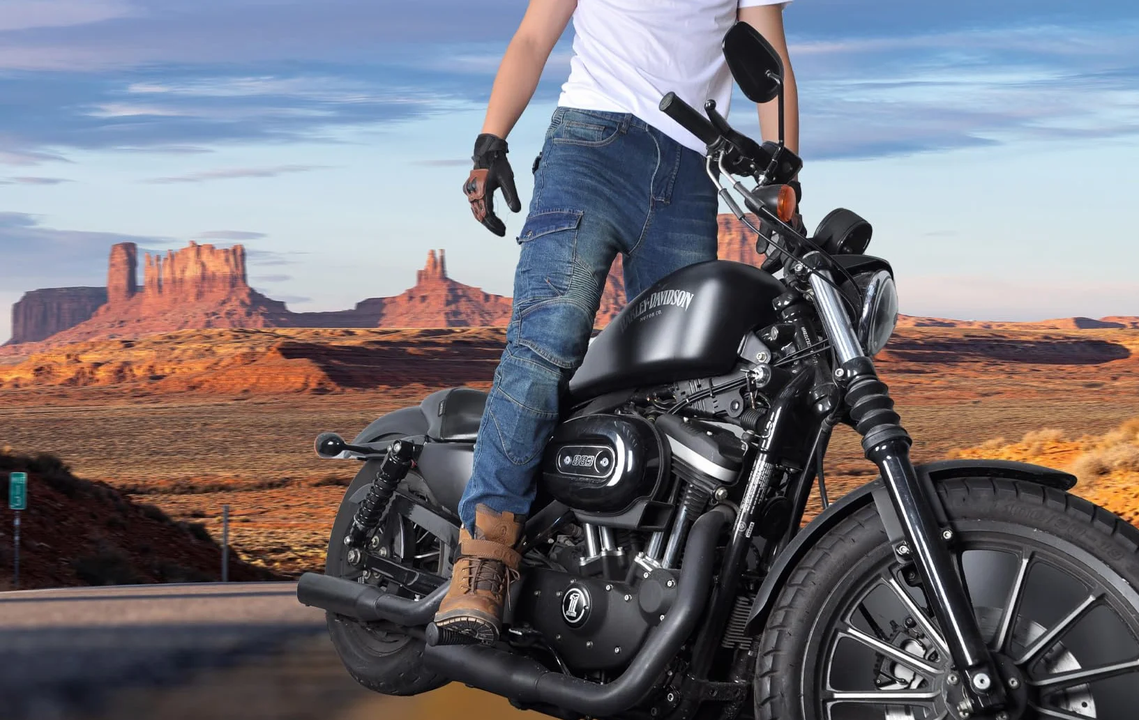 Pantaloni Moto Uomo con Protezioni Jeans Elastico Invernale Estivo