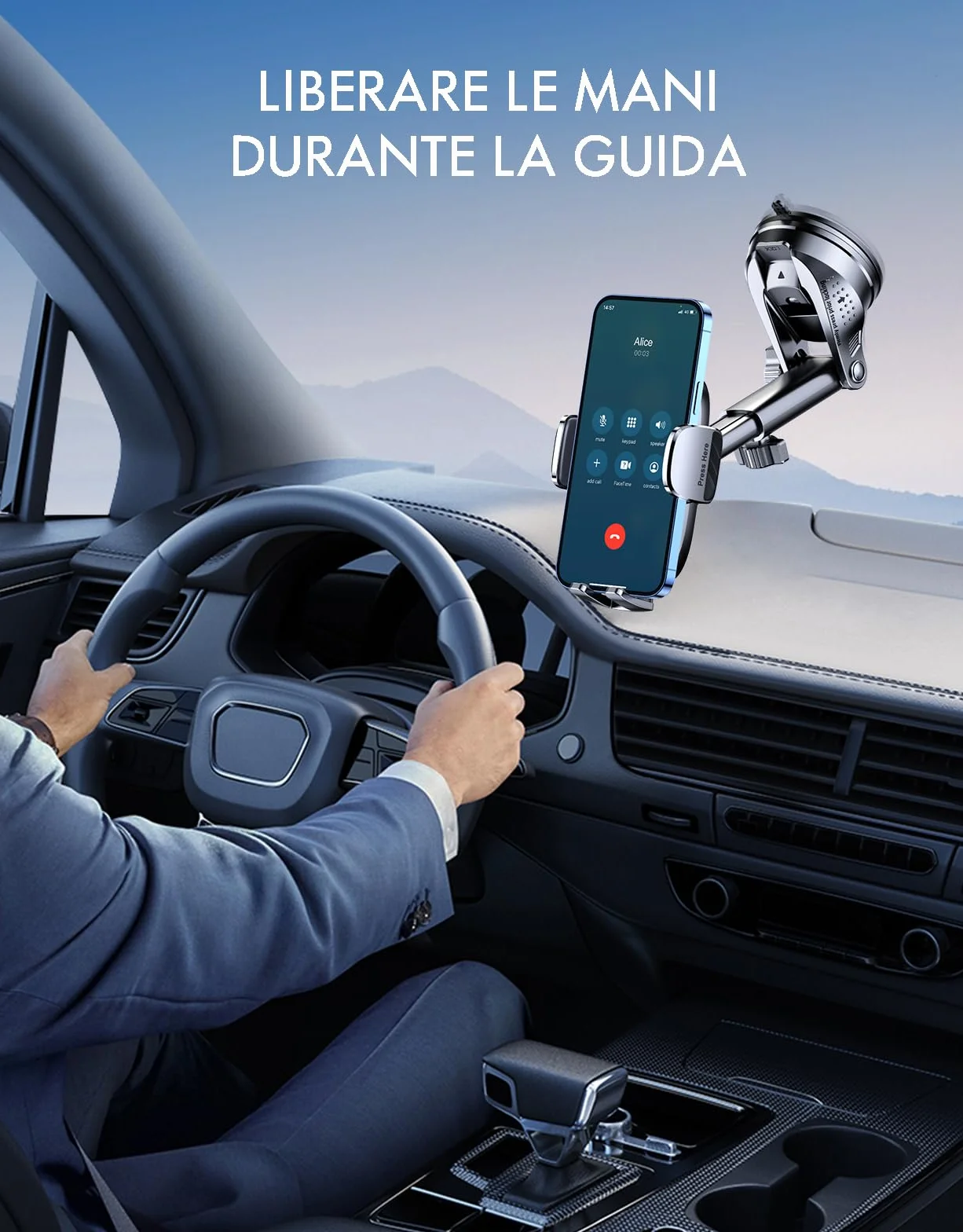 Mohard Porta Cellulare Auto, Mai Cadere Supporto Telefono Auto Cruscotto Ultra Robusto, Rilascio Rapido & 360° Ruotabile Ventosa Porta Telefono Set Interni Automobile Universale per Smartphone da 4-7"
