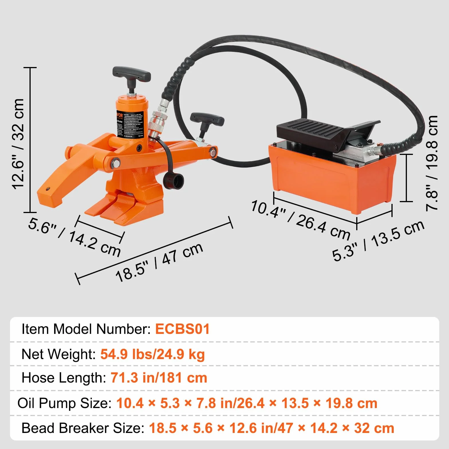 VEVOR Stallonatore Idraulico 1000 PSI Pompa a Pedale in Metallo Acciaio per Pneumatici Trattori Camion