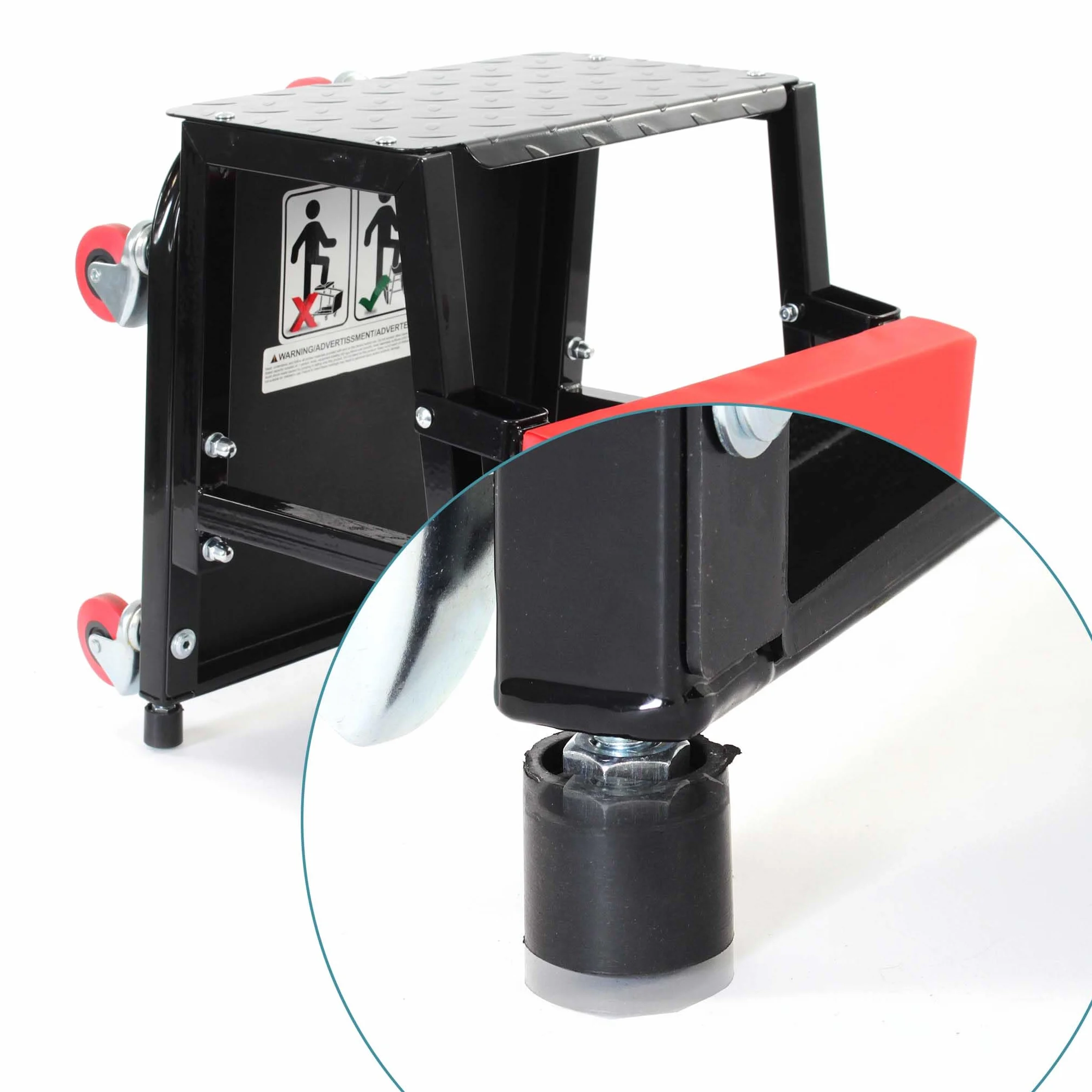 Wiltec Sgabello da Officina con Ruote 2in1 Portata 160 kg carrello e scaletta