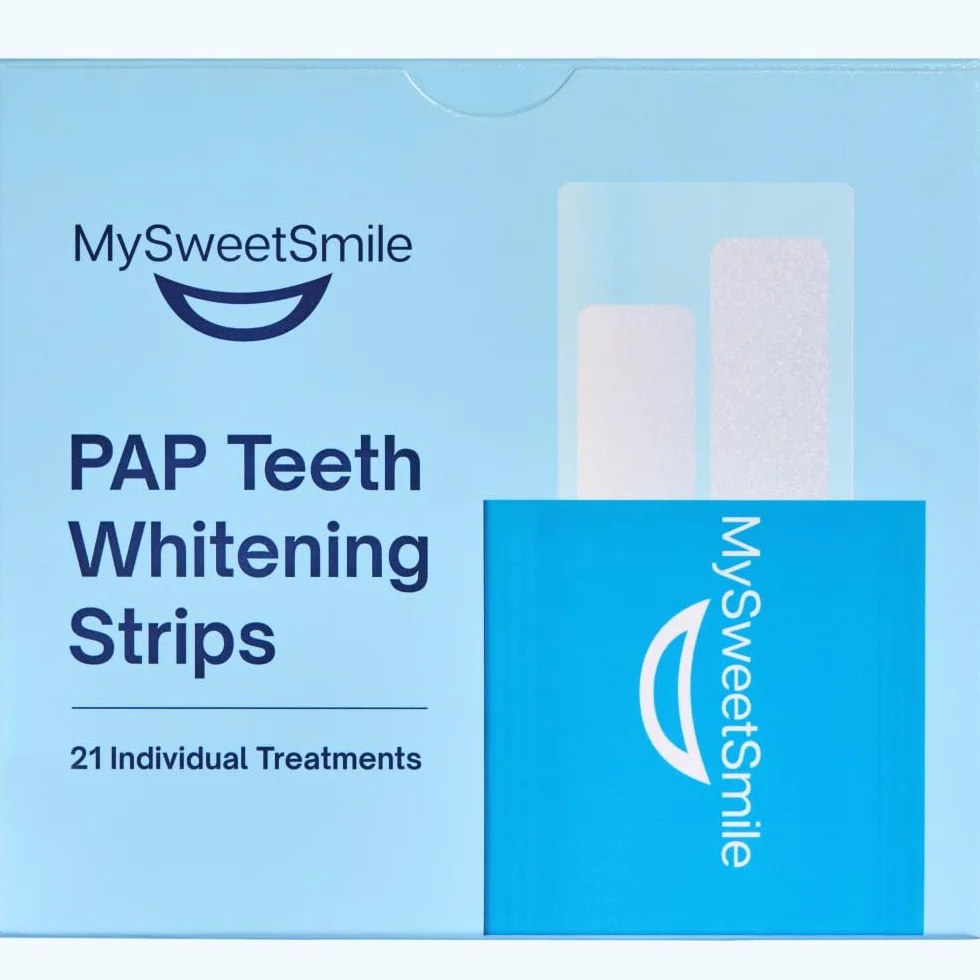 MySweetSmile Strisce sbiancanti per denti Pap - 42 senza perossido - 21 trattamenti - Gusto menta