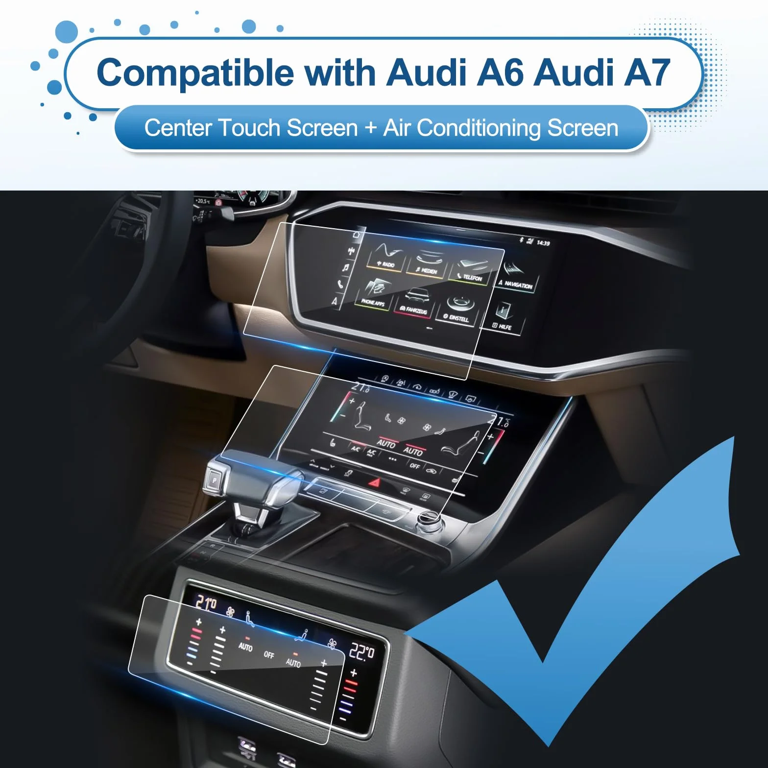 Pellicola Protettiva per Display Audi A6 A7 2019-2024, 9H Vetro Temperato Schermo Tattile Centrale