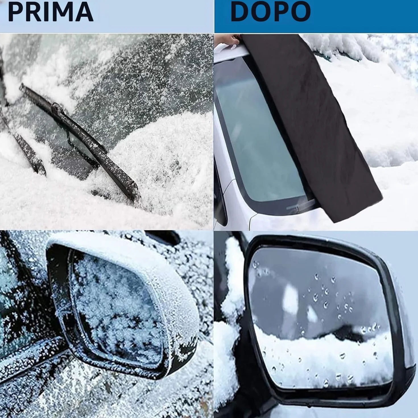 Telo Copriauto Mezza Impermeabile Invernale Esterno, Mezza Copertura Auto Universale, Copertura Parabrezza Auto Resistente ad Acqua Neve Sole Freddo, Adatto alla Maggior Parte dei Veicoli