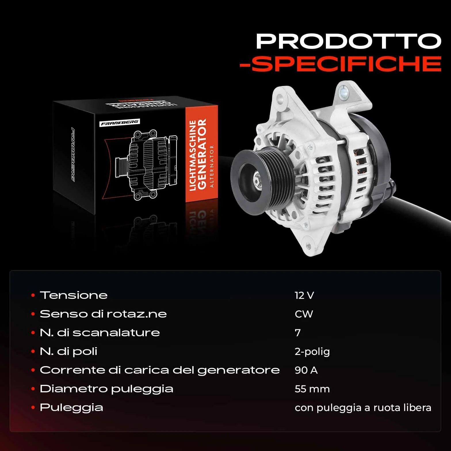 Frankberg Alternator Generatore Compatibile con D-Max 2.5 3.0 DiTD CRDi 4x4 LR190-763