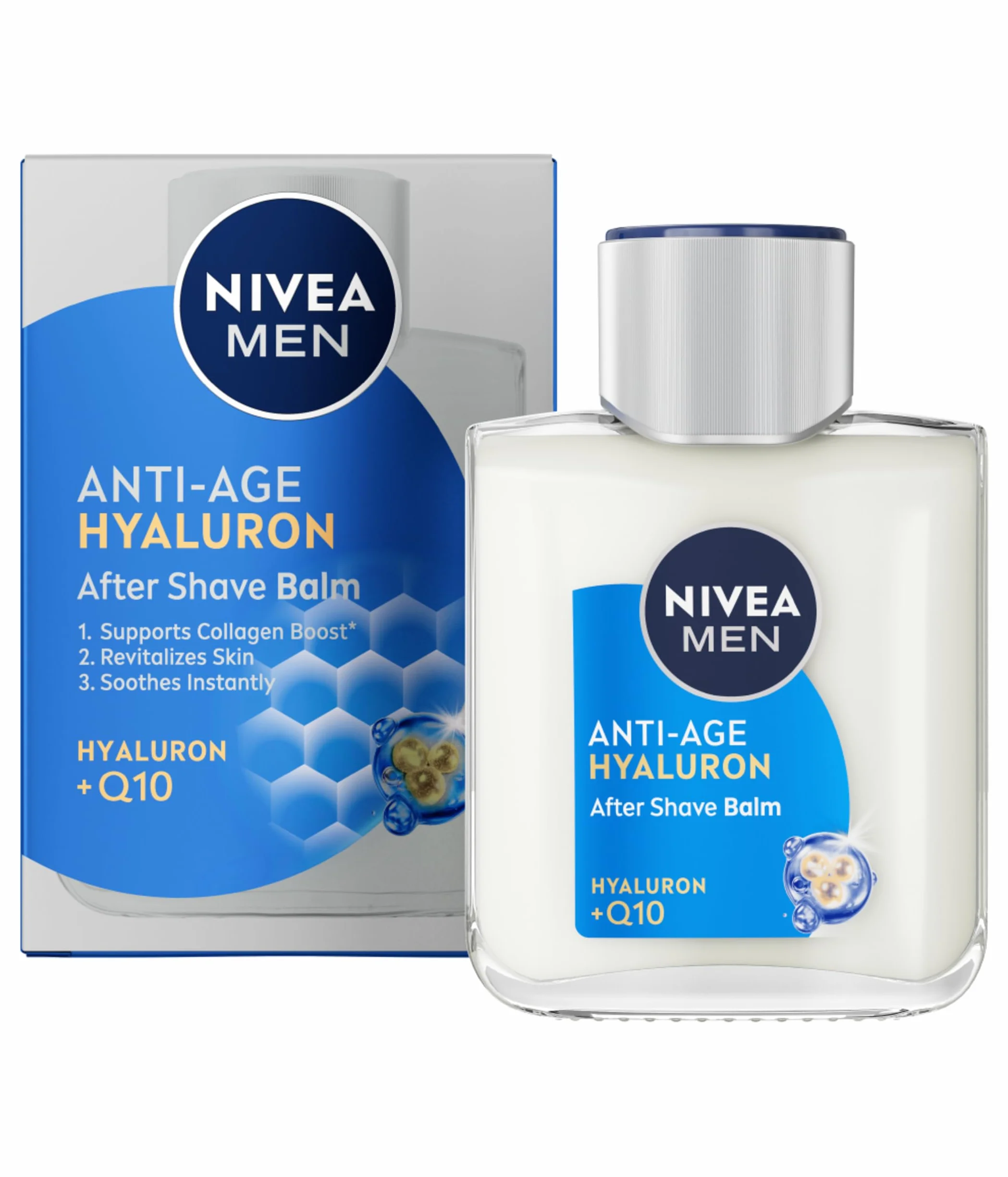 NIVEA MEN Anti-Age Hyaluron Balsamo Dopobarba Uomo 100 ml Aftershave con Acido Ialuronico e Q10