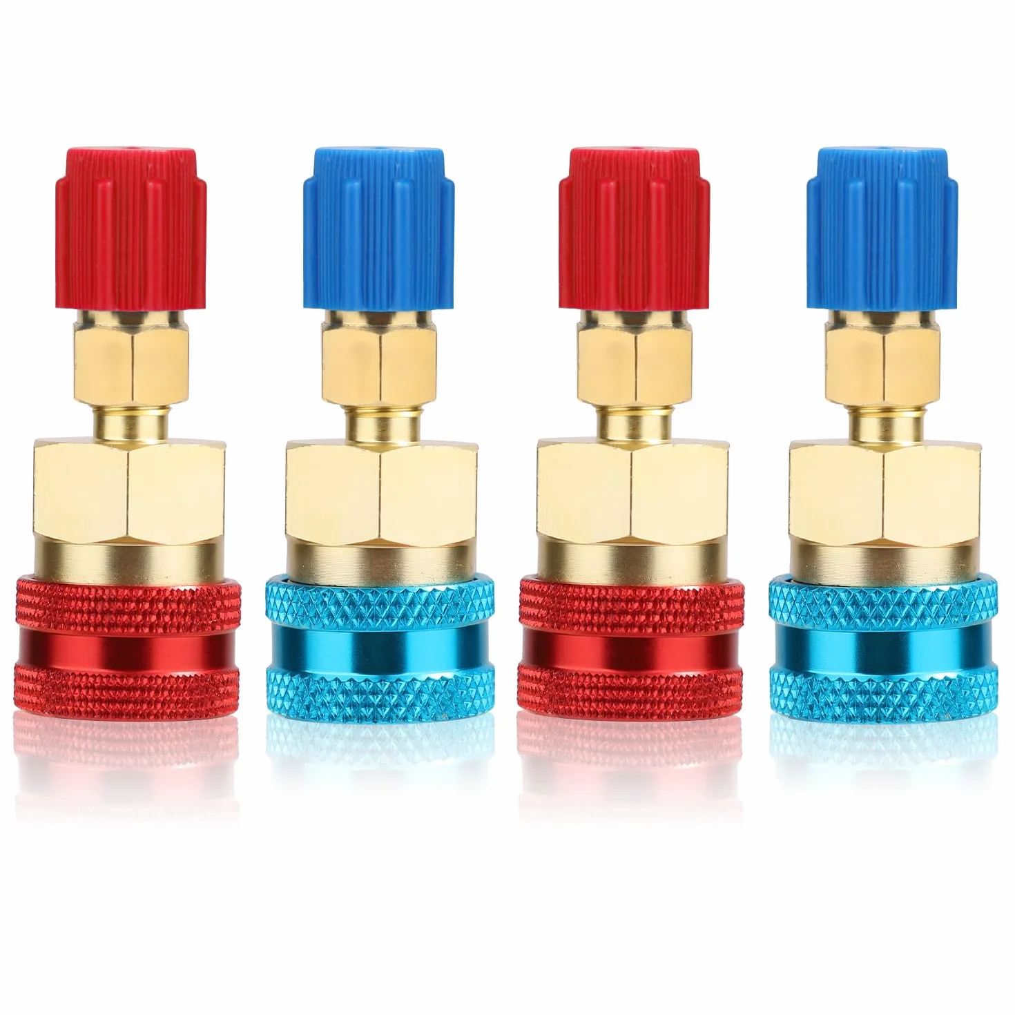 NQEUEPN 4 Pezzi Adattatore da R1234yf a R134a, Kit Adattatore da R1234yf da R1234yf a R134a Lato Alto e Basso Connettore Accoppiatore Rapido da R1234yf a R134a per Refrigerante Condizionatore d'Aria