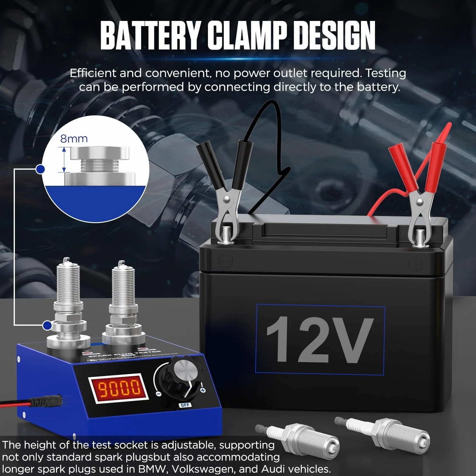 PLAYOCCAR Tester per candele 110V/220V 500~9000RPM 12V/24V con display
