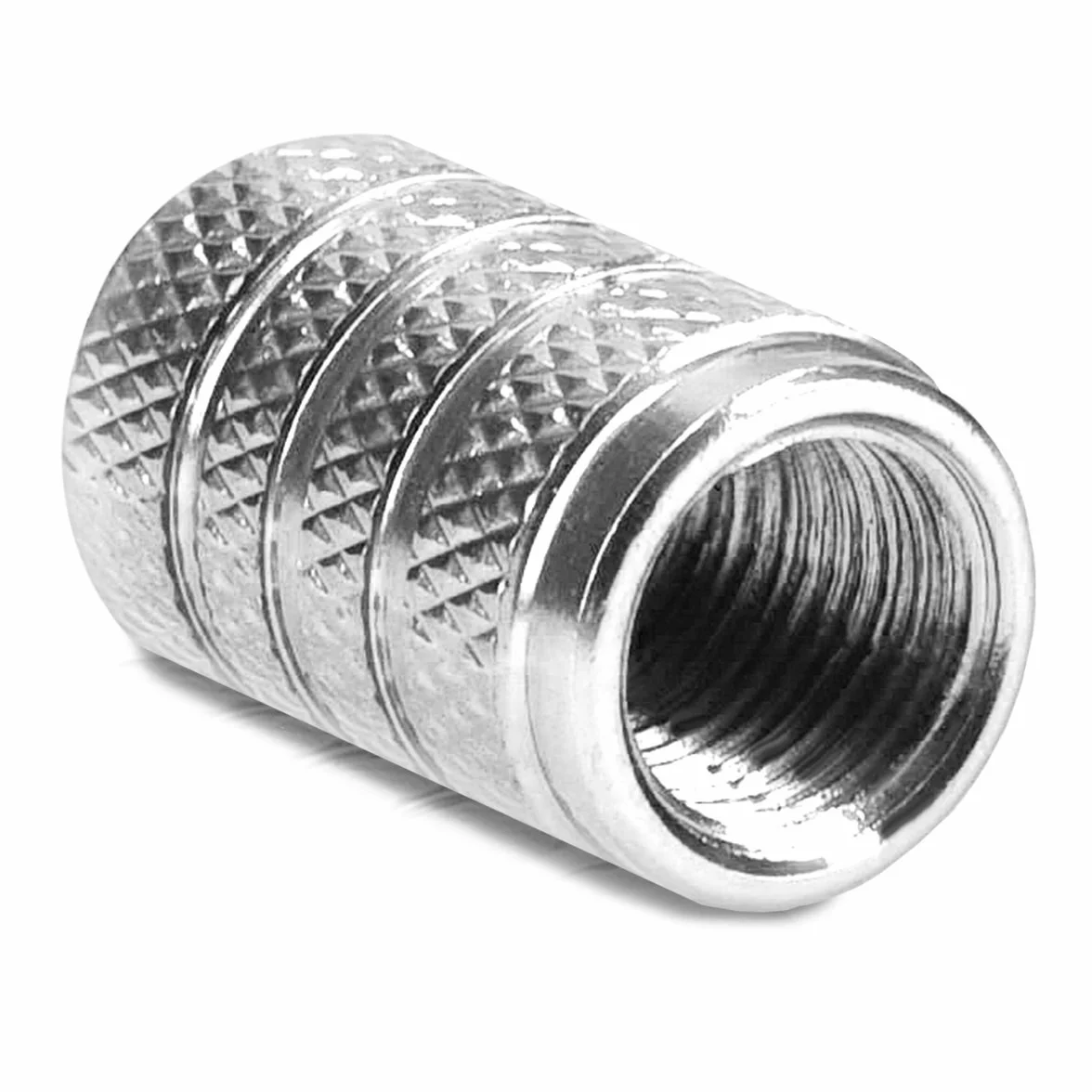 Kwmobile 5X Metal Valve Caps - Universal Car Motorcycle Bicycle Tire Valve Covers - Silver