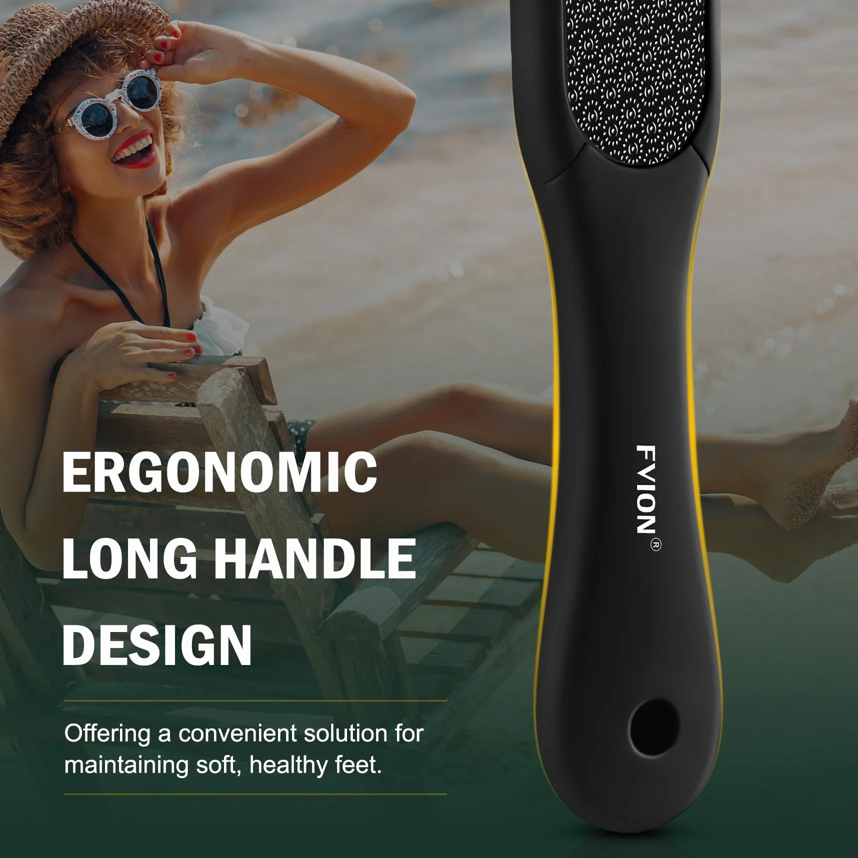 FVION Lima Piedi Nano Vetro, Raspa per Piedi e Talloni Secchi, Rimozione Calli e Duroni - Nero