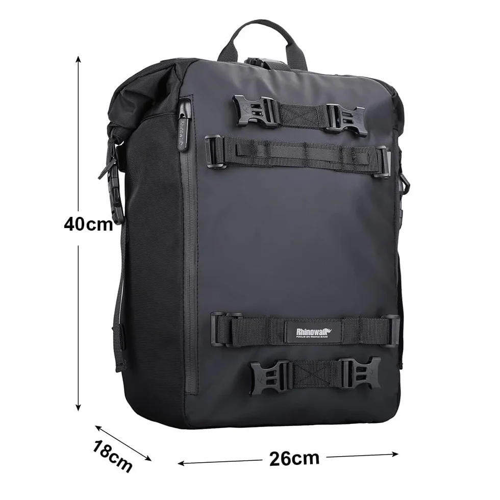 Rhinowalk Borsa laterale moto 20 l impermeabile nero