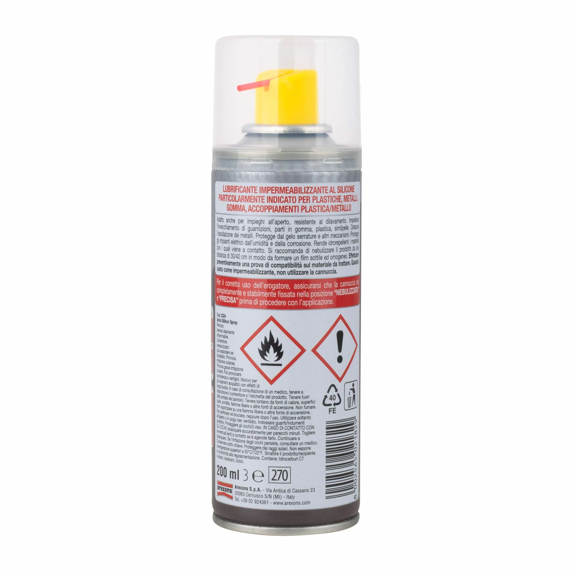 Svitol Lubrificante Spray 200 ml al silicone, per plastiche, impermeabilizza, resiste alle temperature, rinnova guarnizioni, cannuccia integrata, valvola 360°