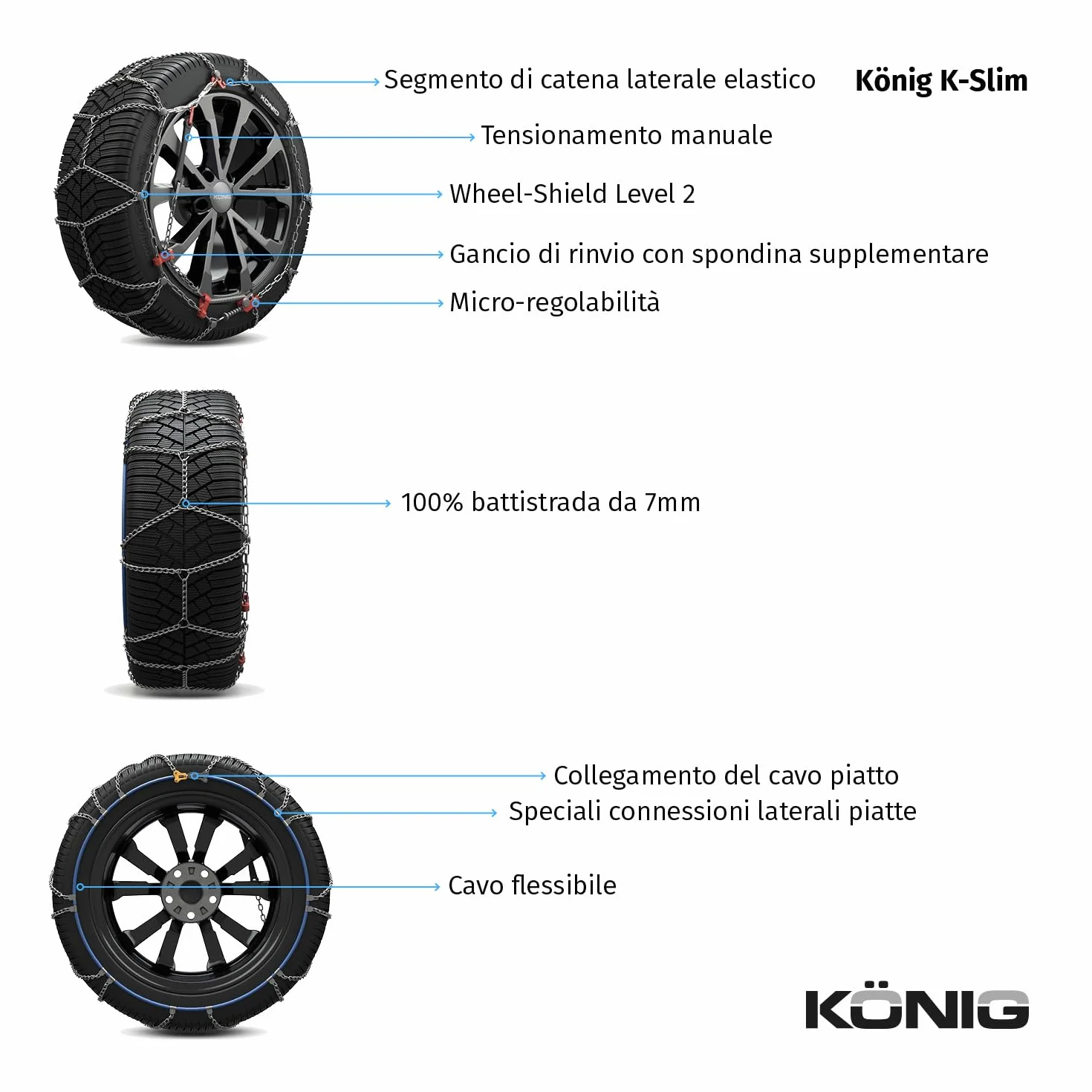 KÖNIG K-Slim 095 - Catene da Neve omologate