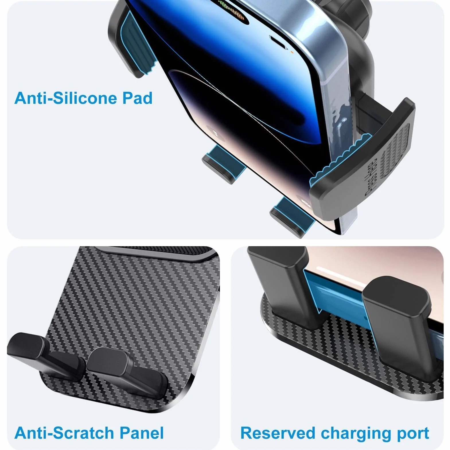 Generico per Telefono per Auto Regolabile, per cruscotto con, Rotazione a 360° con Presa sicura, Mobile per Automobile per Navigazione, Accessorio per Veicolo con Design
