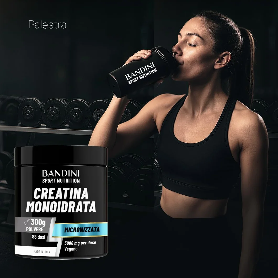 Bandini Creatina Monoidrata in Polvere Pura 100% - Integratore per Allenamento e Sport - Vegan con Dosatore