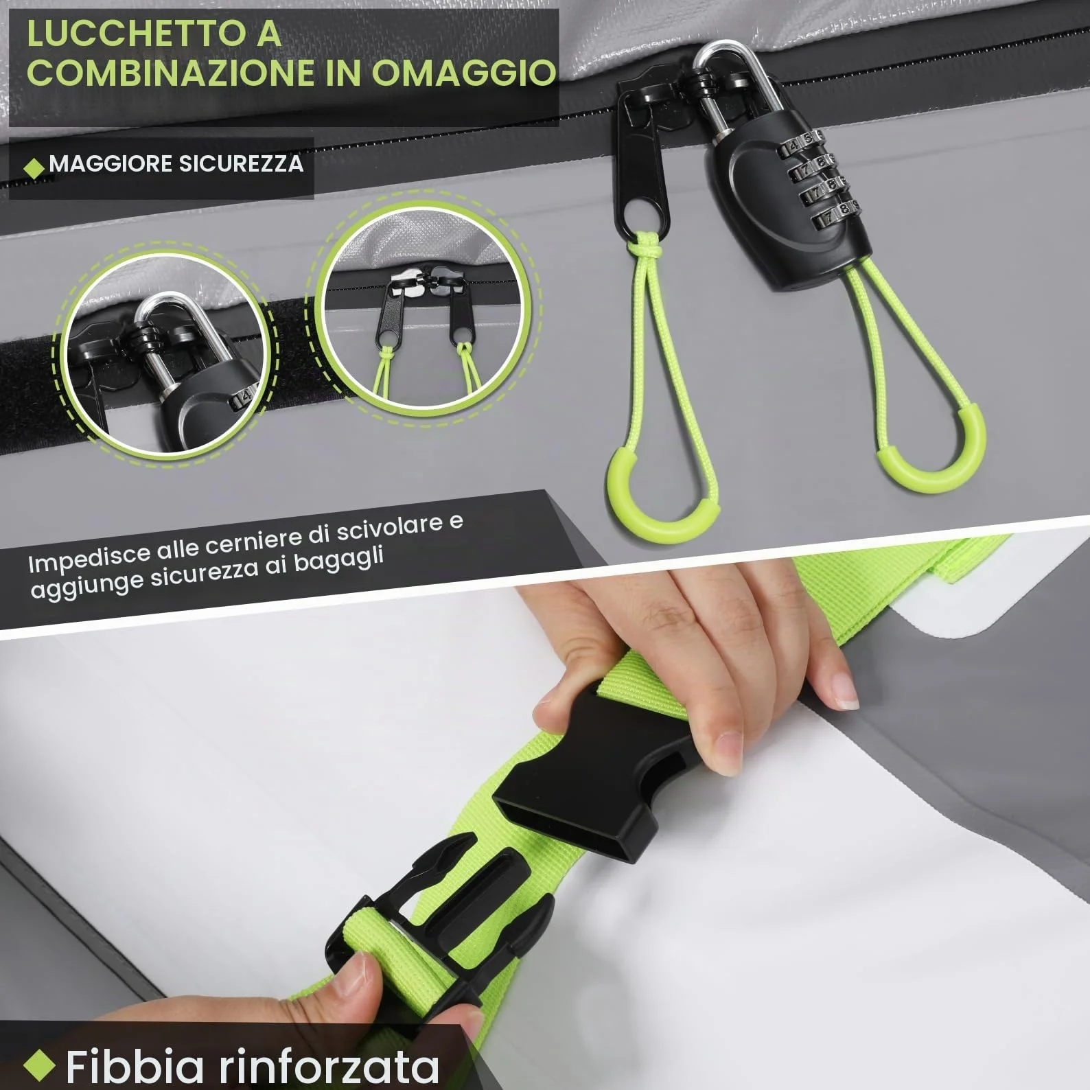 Sailnovo Box da Tetto per Auto Pieghevole 20 piedi cubi Portapacchi Impermeabile Adatto Per Auto Senza Portapacchi con tappetino antiscivolo (Grigio-Verde)