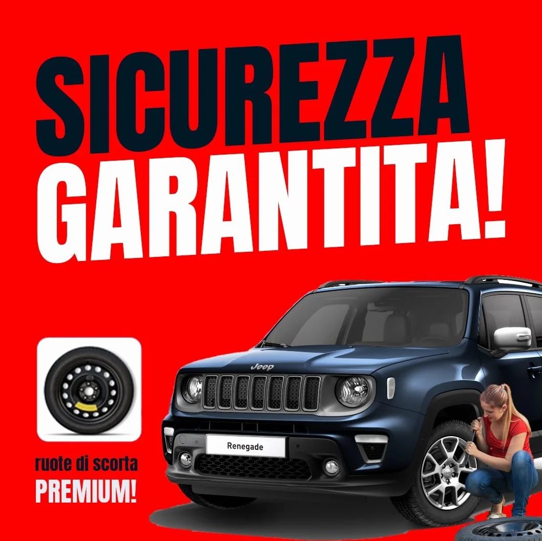 Ruotino di Scorta Compatibile con Jeep Renegade (BU) 5 Fori Gomma 125/80 R17 Da Anno 2014 a 2025