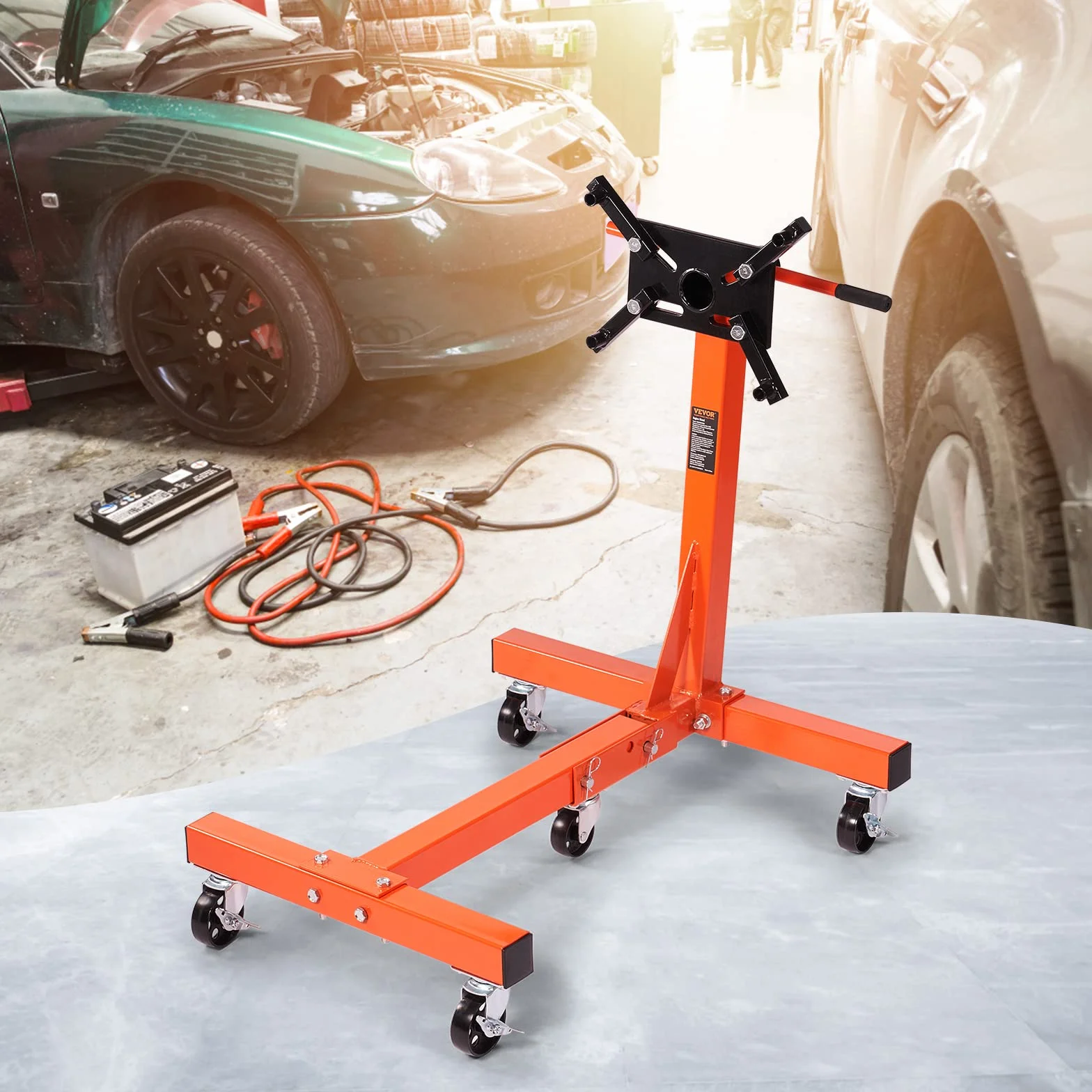 VEVOR Cavalletto di Supporto per Motori 680kg Pieghevole, Supporto Motore Mobile 5 Ruote Bracci Girevoli 360°