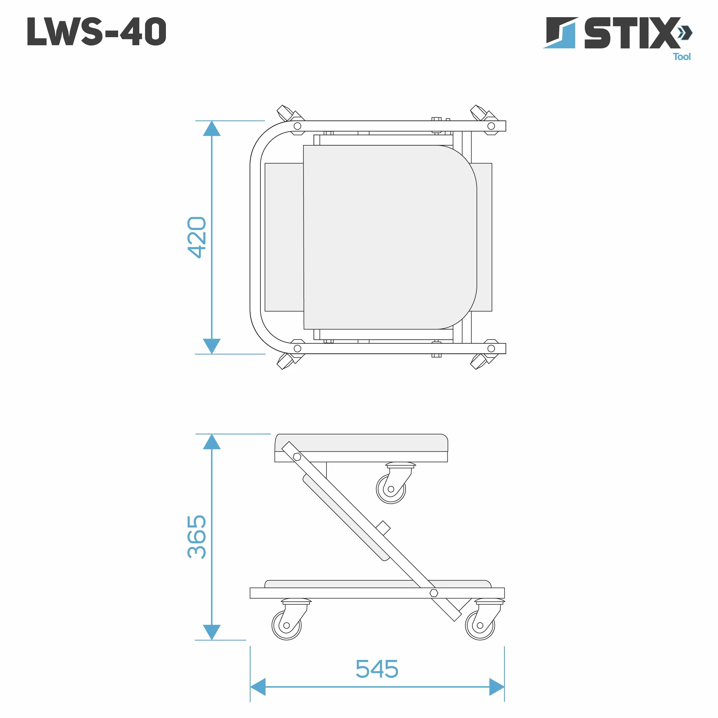 Stix Tavola da officina 2 in 1 LWS-40 – Tavola di montaggio – Sgabello da officina fino a 150 kg