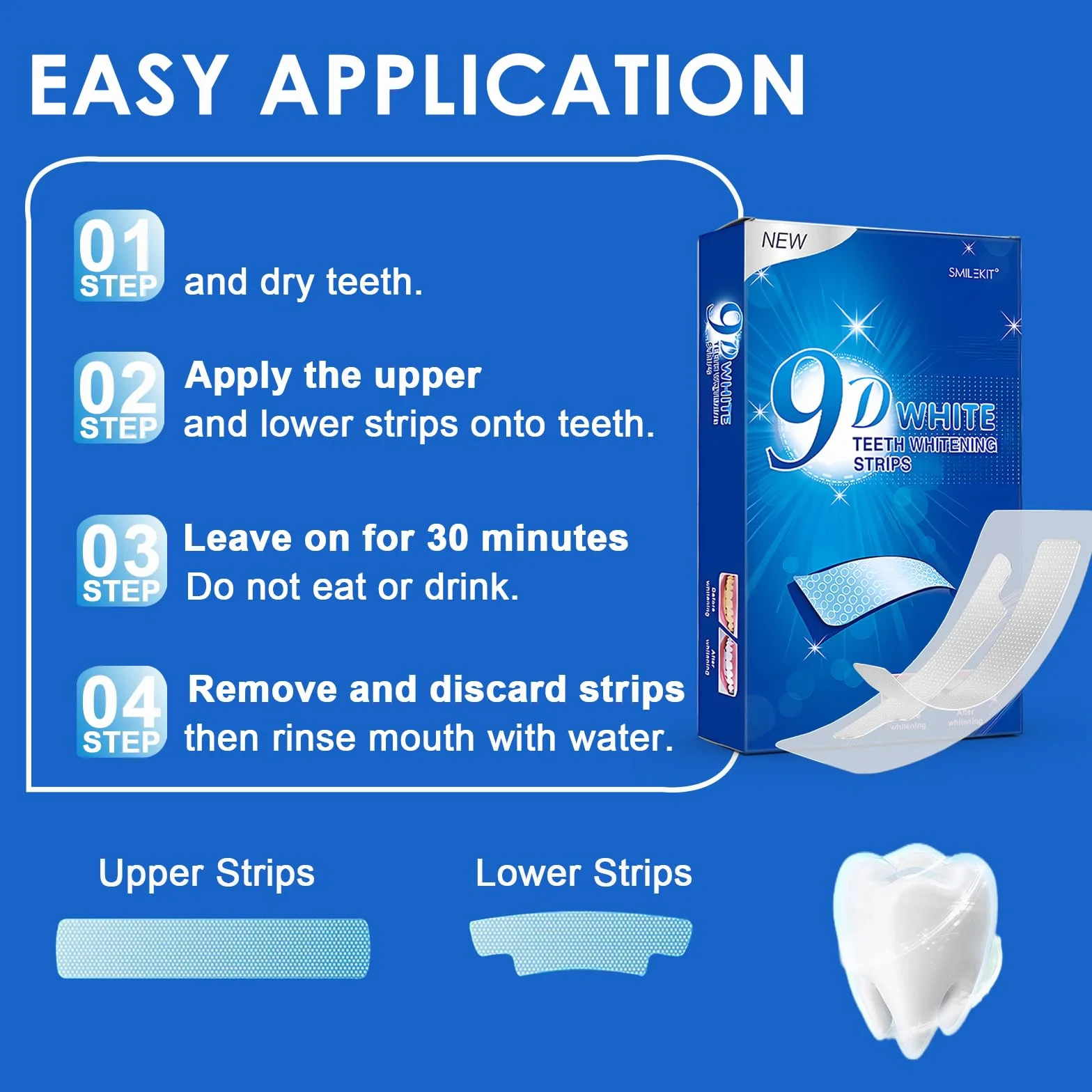 Strisce Sbiancanti Denti Professionale 28 Strips Whitening Sbiancamento Delicate Rapide Rimuove Macchie Profonde
