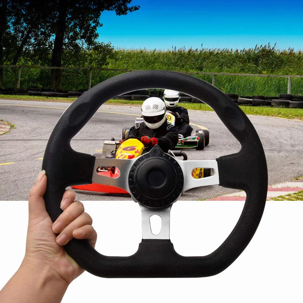 Volante per go-kart con cappuccio per Kandi, 270 mm, interno veicolo, 3 razze per volante Go Kart, in schiuma PU con fori