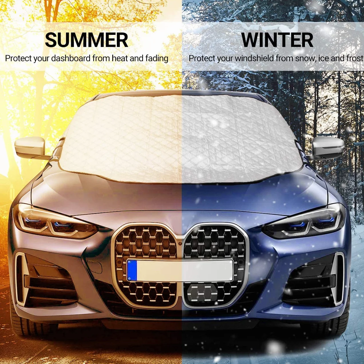 Favoto Parasole Parabrezza Auto Magnetico 147x116cm Copertura Protezione Gelo Acqua Pioggia Neve UV