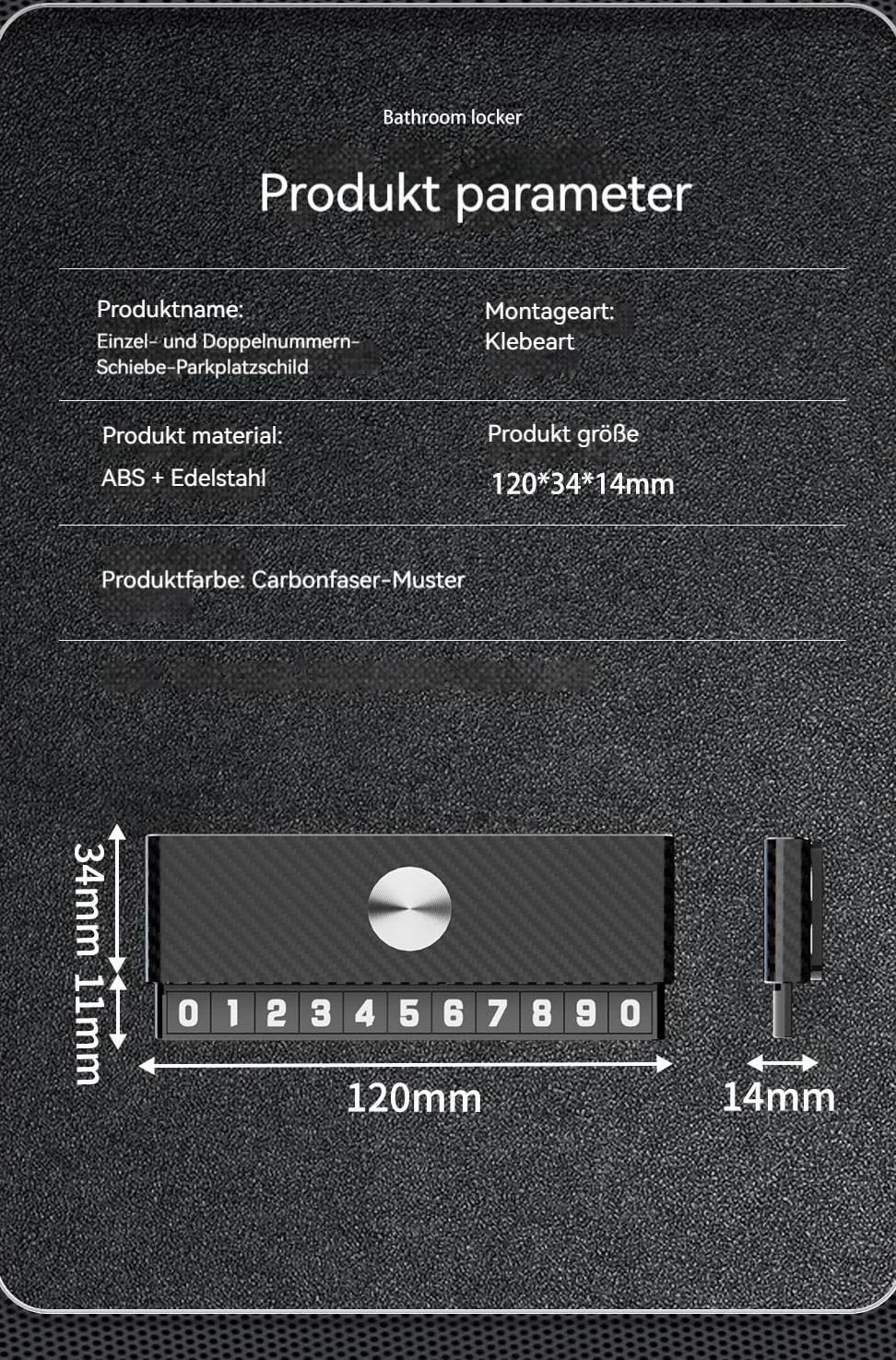 Biglietto di parcheggio temporaneo con doppio numero luminoso (nascosto) + set di organizer per chiavi auto, numero di telefono di emergenza e scatola portachiavi per interni auto