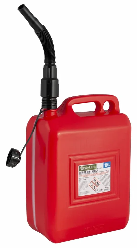 Verdelook Tanica Plastica Rossa Carburante 10 Litri Boccaglio