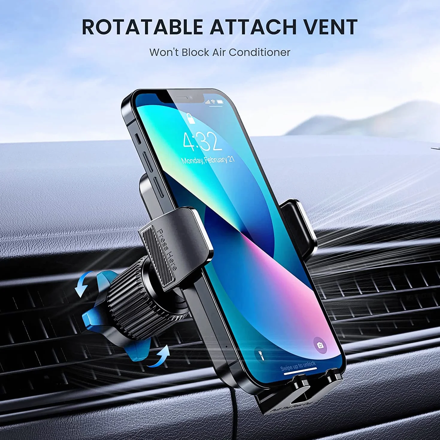 Porta Cellulare Auto [Clip Gancio Militare] 360 Gradi di Rotazione Supporto Telefono Auto Macchina Reggi Portacellulare per interni Universale Smartphone