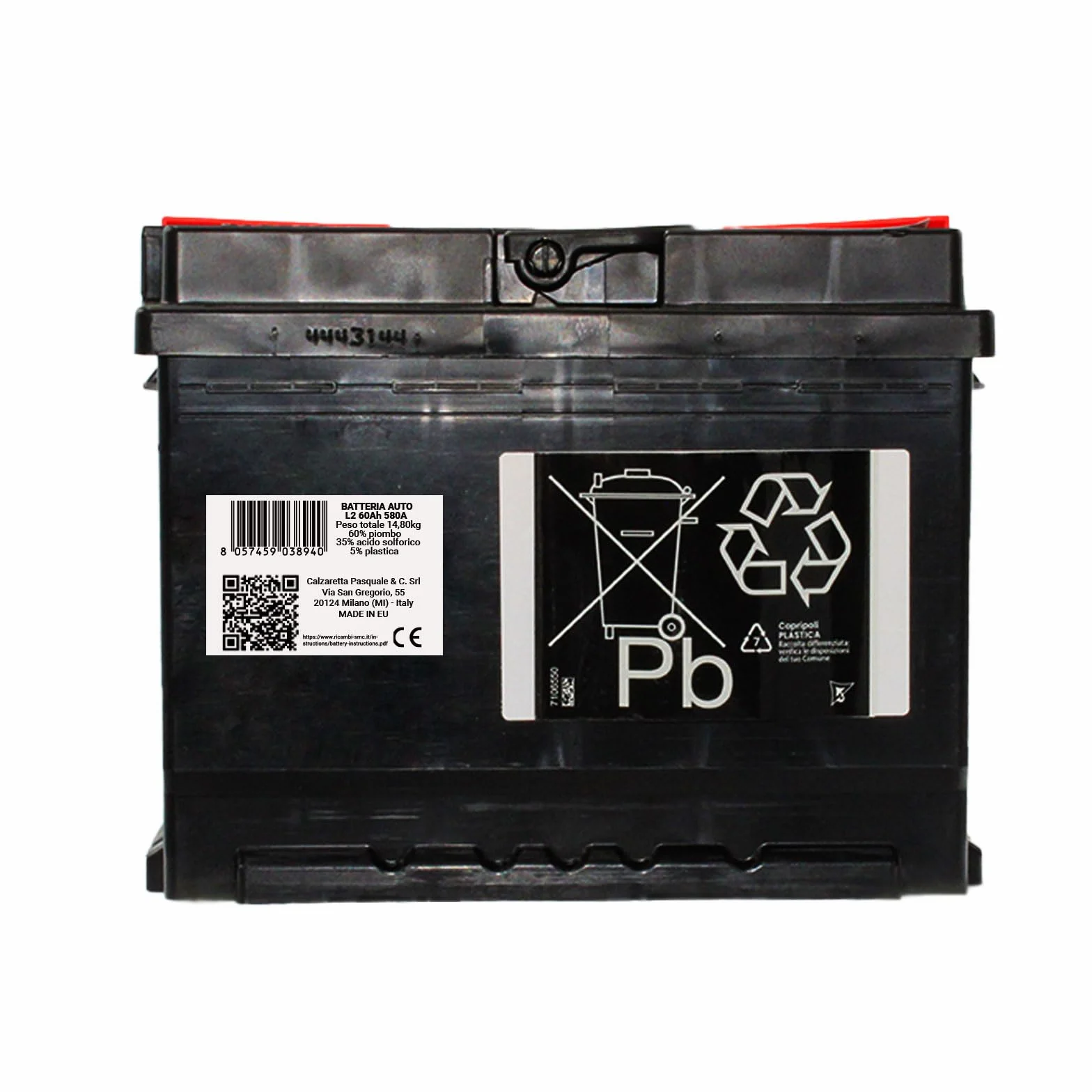 SMC Batteria Auto Speed Max L2 60Ah 580A EN 12V Polo Positivo Destra