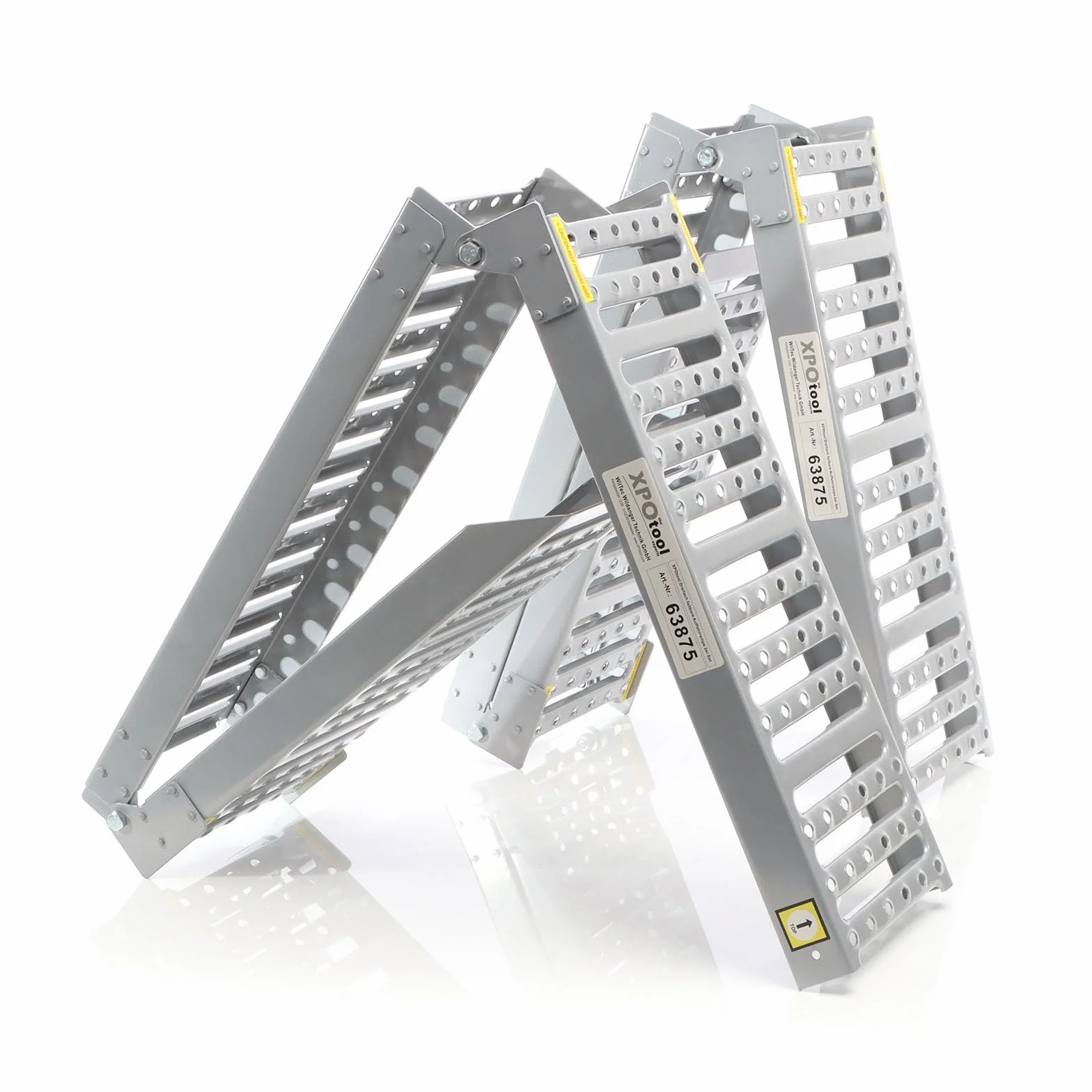 XPOtool Set 2 rampe di carico pieghevoli in 3 parti max. 800kg 195,5x23cm, acciaio antiscivolo per moto