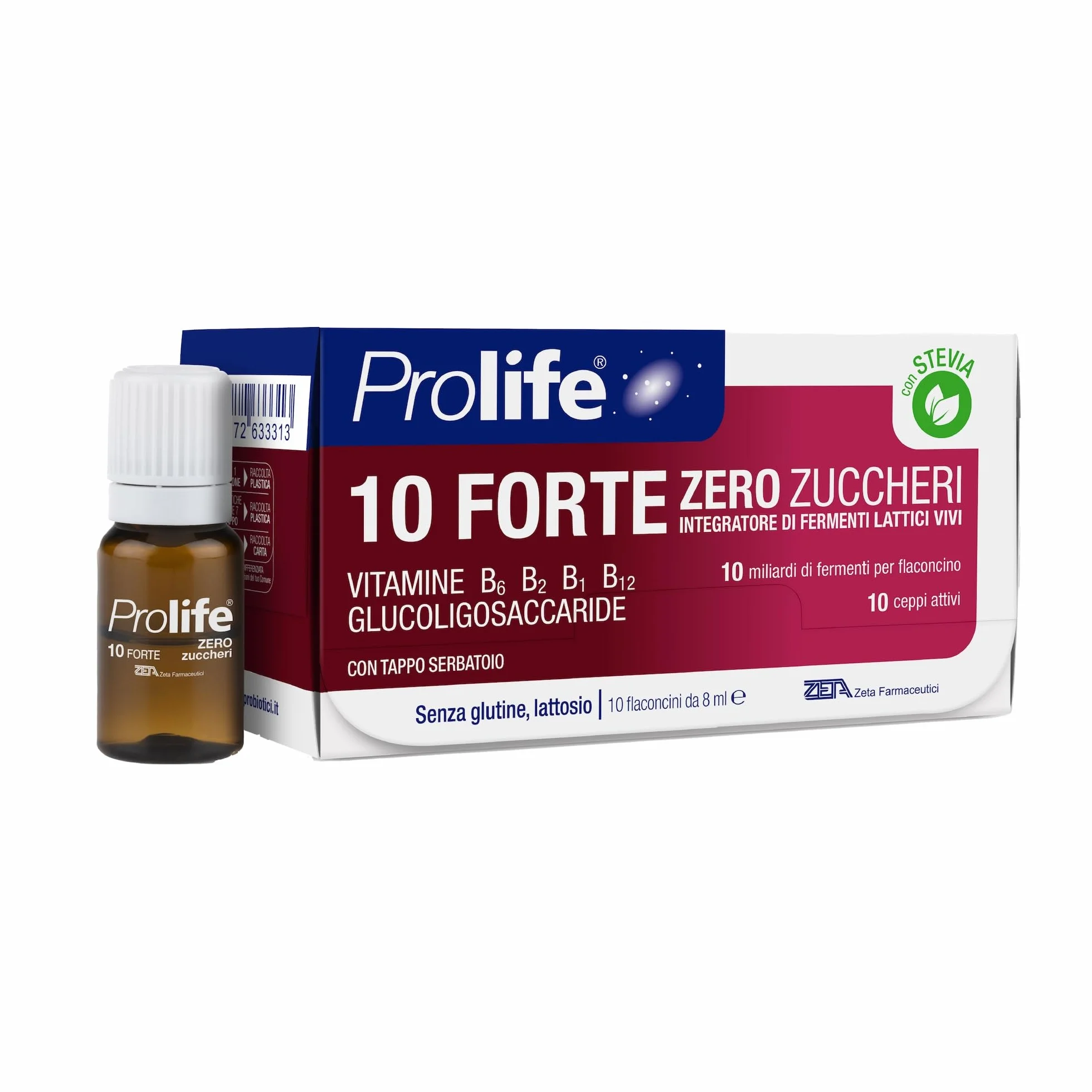 Prolife 10 Forte Integratore Probiotici 10 Miliardi 10 Flaconcini 8 ml Senza Zuccheri Stevia
