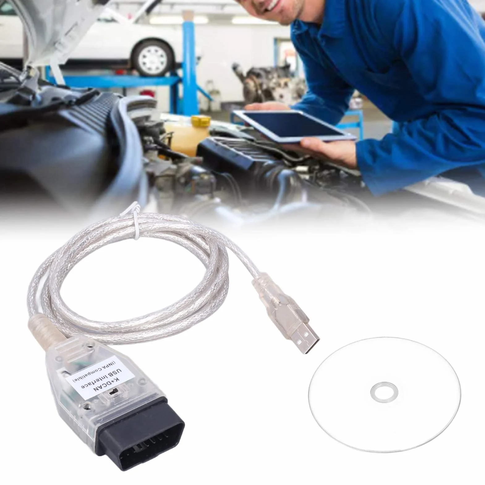 Cavo USB K+DCAN OBD2 Diagnostico Auto per Programmazione Driver