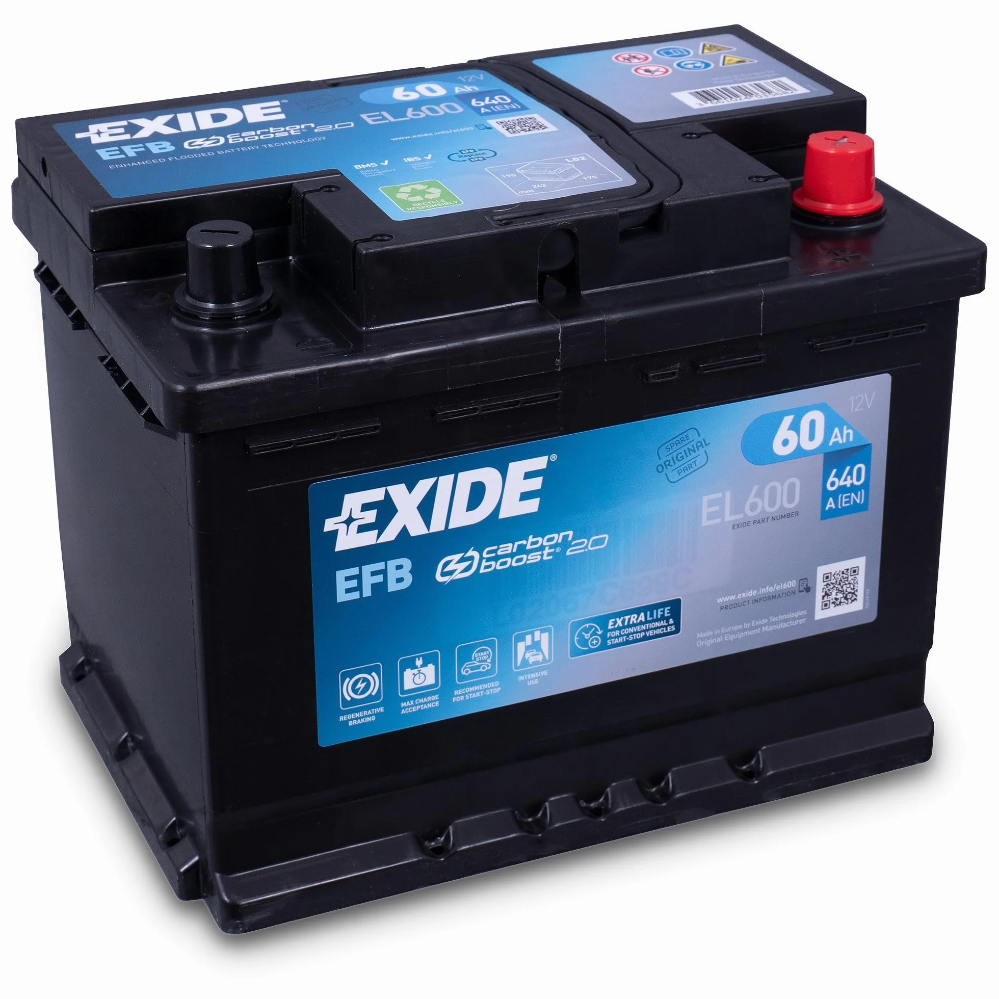 Exide 027 EFB Auto Batteria 60Ah EL600