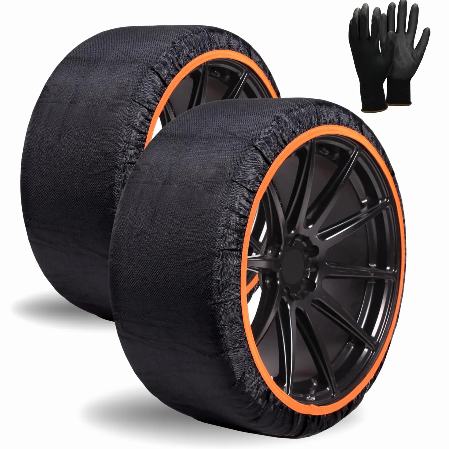 SNOWGO - Set di 2 calze da neve in tessuto - Taglie da M a XL - Omologate 16662-1 Europa - Compatibili con veicoli 4x4, veicoli elettrici, furgoni e veicoli commerciali <3,5T. (XL)
