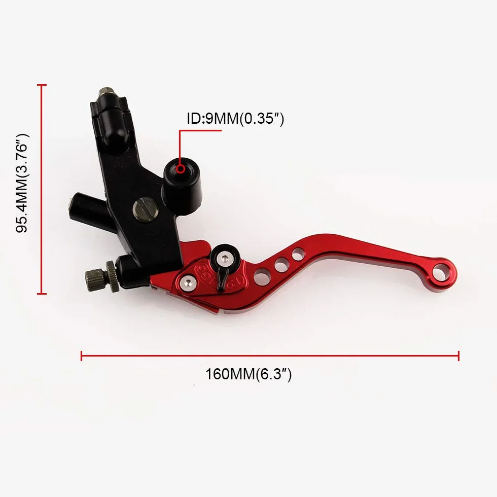 leve freno frizione moto,7/8" 22mm gruppo frizione a clacson regolabile con pompa idraulical,Freno manubrio universale in alluminio,per Honda Suzuki Kawasaki Yamaha D10 (Rosso)